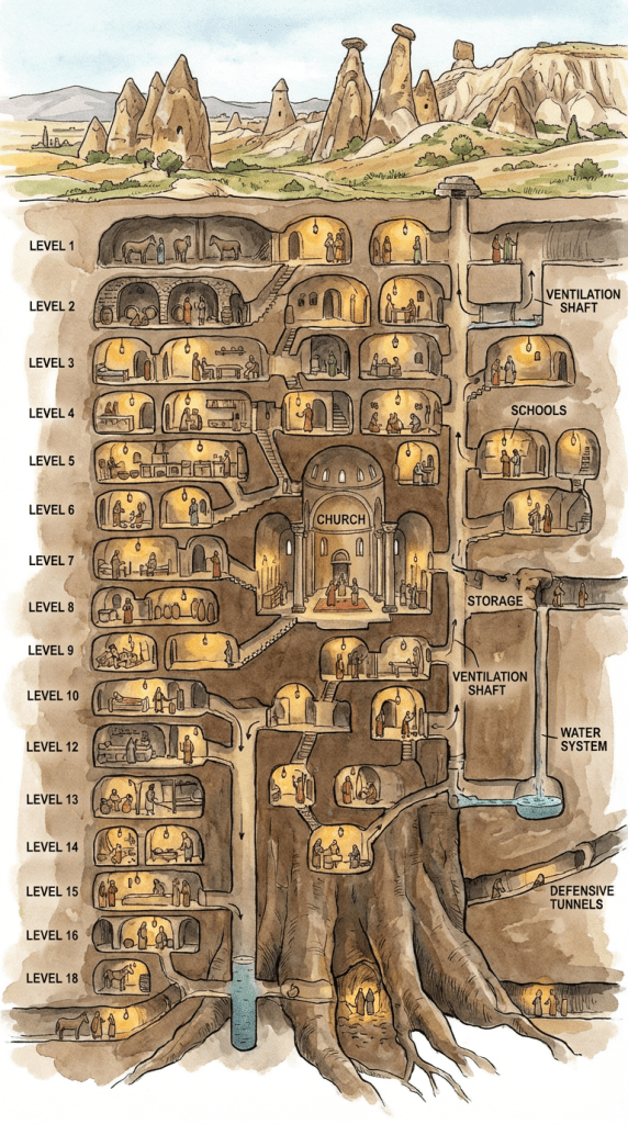 Você sabia que existe um império inteiro escondido sob a Turquia? 🇹🇷 Cidades subterrâneas gigantescas como Derinkuyu, com capacidade para 20.000 pessoas, e túneis de quilômetros de extensão, formam uma rede que desafia tudo o que sabemos sobre a história antiga. 

A versão oficial fala de refúgios de guerra, mas a escala monumental sugere algo muito maior: uma arca de sobrevivência contra uma catástrofe global. Seria esta a prova de que nossos ancestrais enfrentaram um apocalipse? Leia nosso novo artigo e mergulhe neste mistério profundo!

